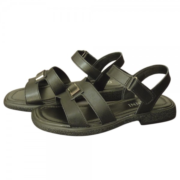 SANDALS F1-B12 BLACK LEATHER