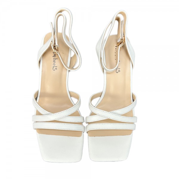 SANDALS P110-796 WHITE LEATHER
