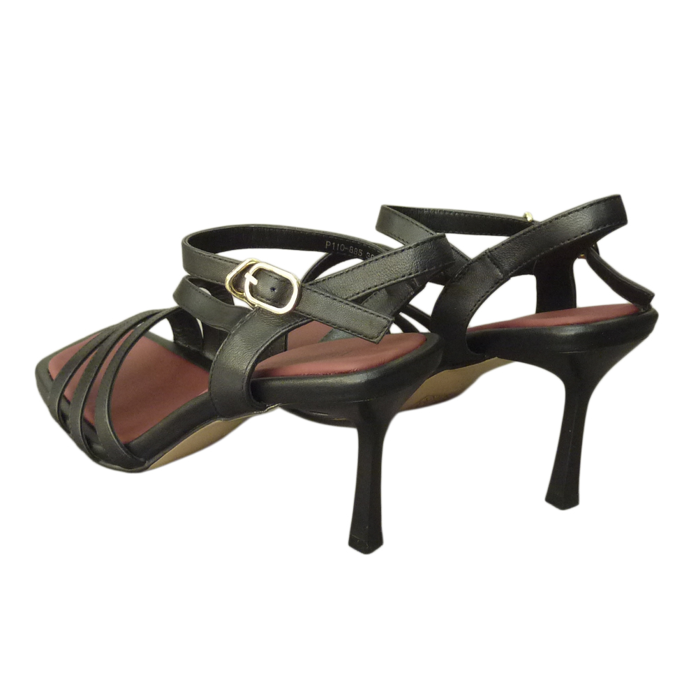 SANDALE P110-885 NEGRU PIELE